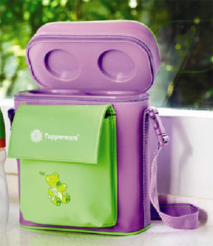 Tupperware baby bottles come in two sizes with a few handy accessories.